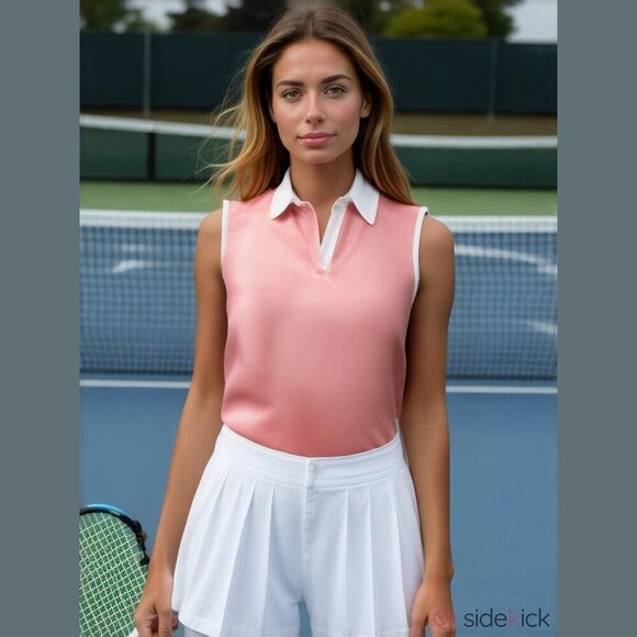 Sami Athletica Vintage Women's XL Coral Terry Cloth Tennis Core Sleeveless Top - Picture 1 of 10